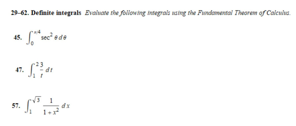 Solved 29-62. Definite integrals Evaluate the following | Chegg.com