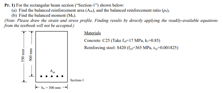 Pr. 1) For the rectangular beam section ("Section-1") | Chegg.com