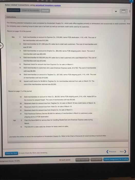 Solved Sales related Transactions Using Perpetual Inventory Chegg