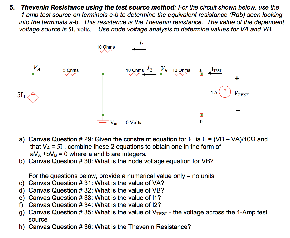 Solved 5. Thevenin Resistance using the test source method