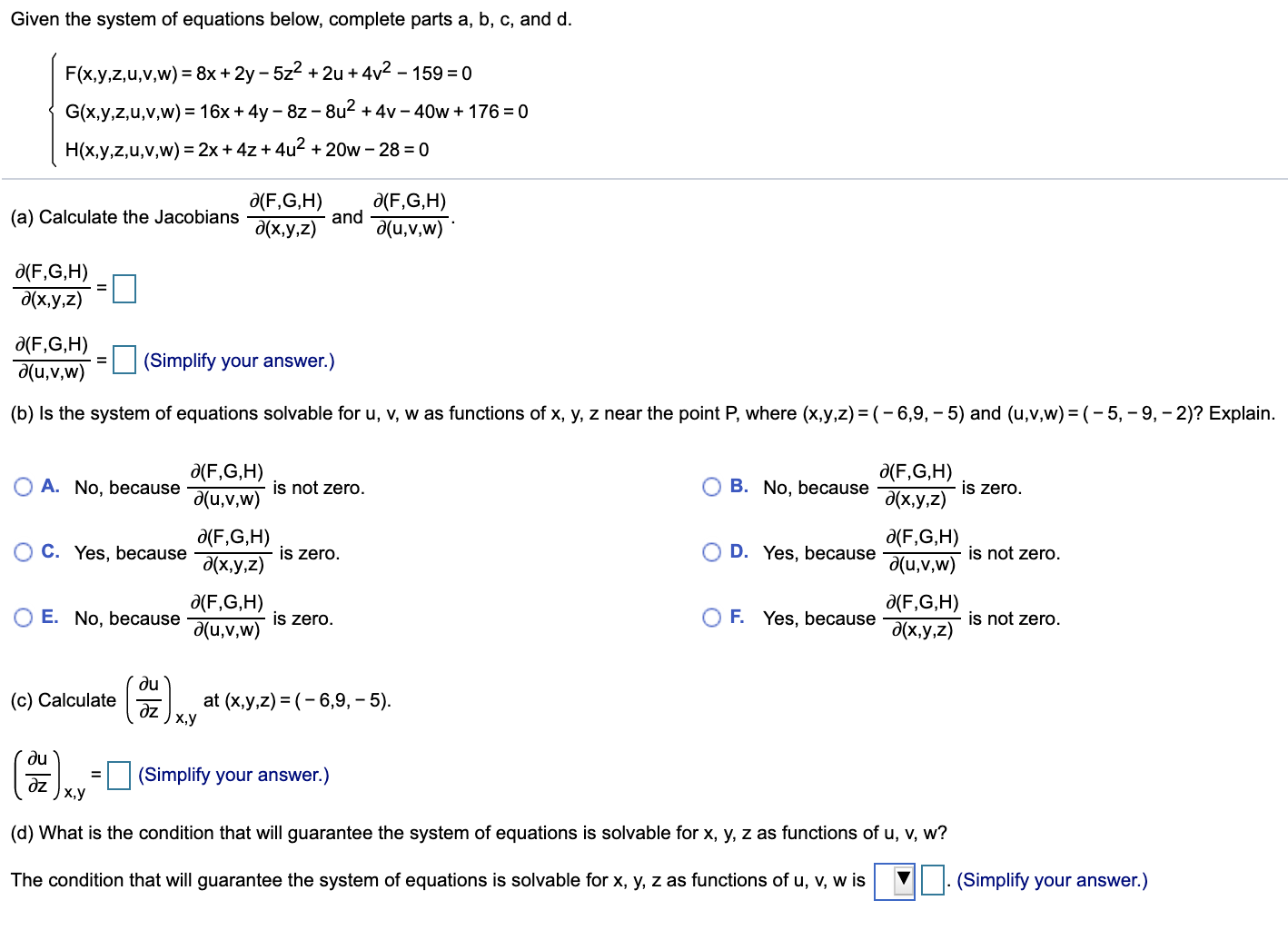 Solved Given the system of equations below, complete parts | Chegg.com