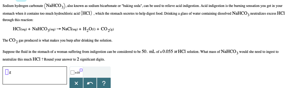 Solved Sodium Hydrogen Carbonate (nahco3) Also Known As 