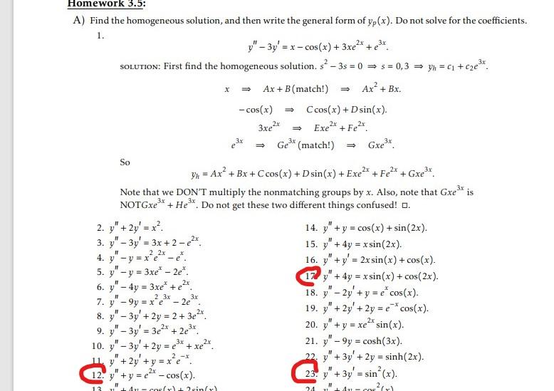 Solved Homework 3.5: A) Find the homogeneous solution, and | Chegg.com