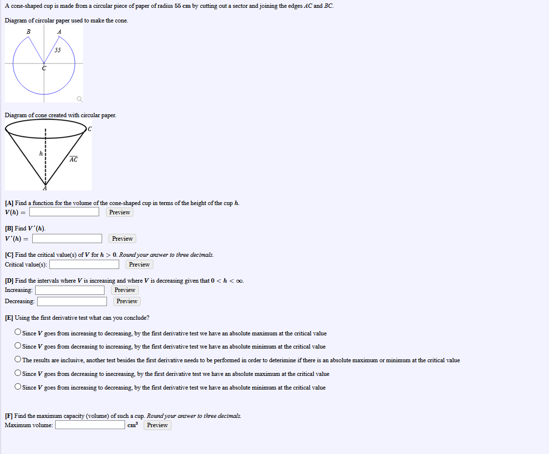 Solved A coneshaped cup is made from a circular piece of