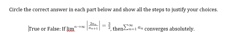 Solved Circle the correct answer in each part below and show | Chegg.com