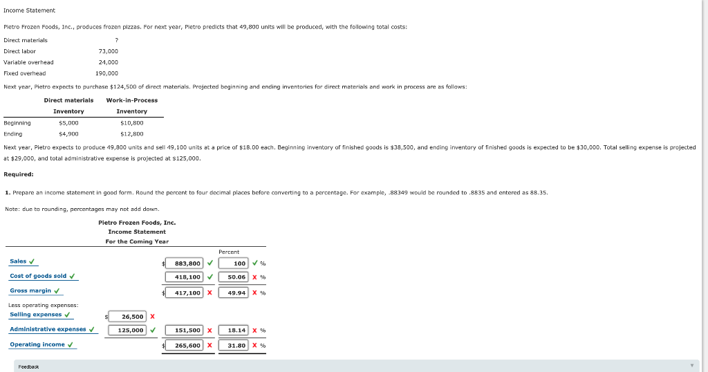 Solved Statement Pietro Frozen Foods, Inc., produces