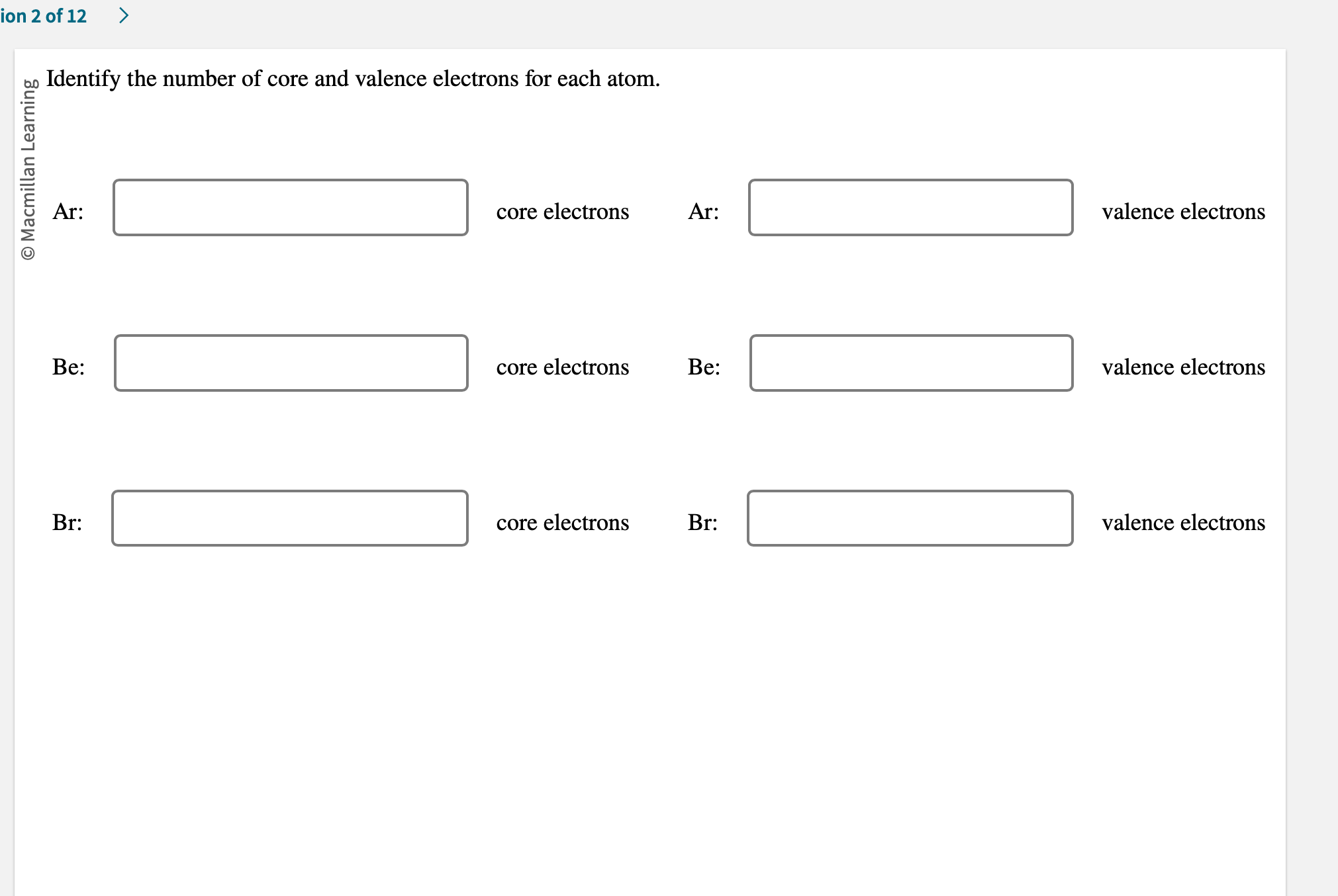 Solved Ar core electrons Ar valence electrons Be core