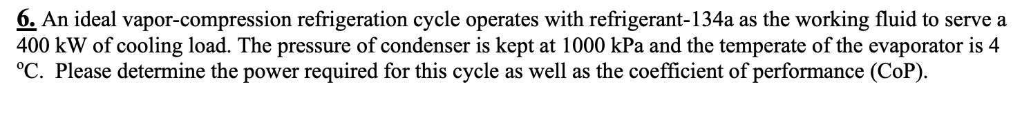 Solved 6. An ideal vapor-compression refrigeration cycle | Chegg.com