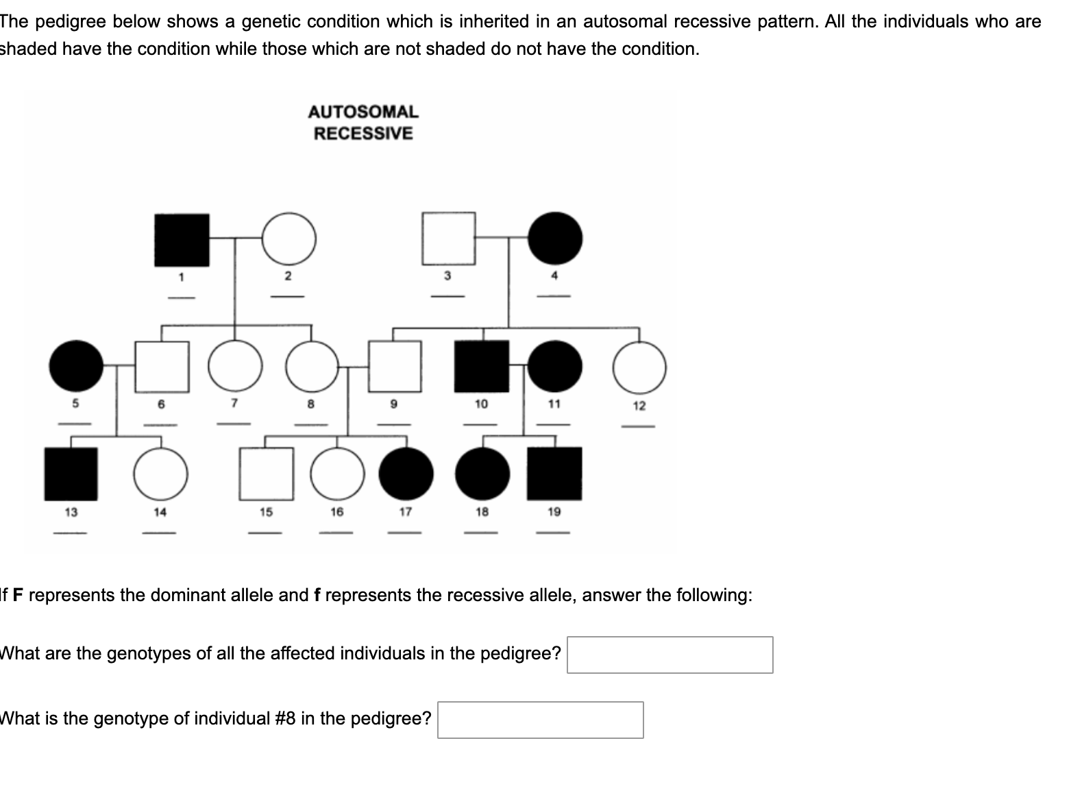 Solved The pedigree below shows a genetic condition which is | Chegg.com