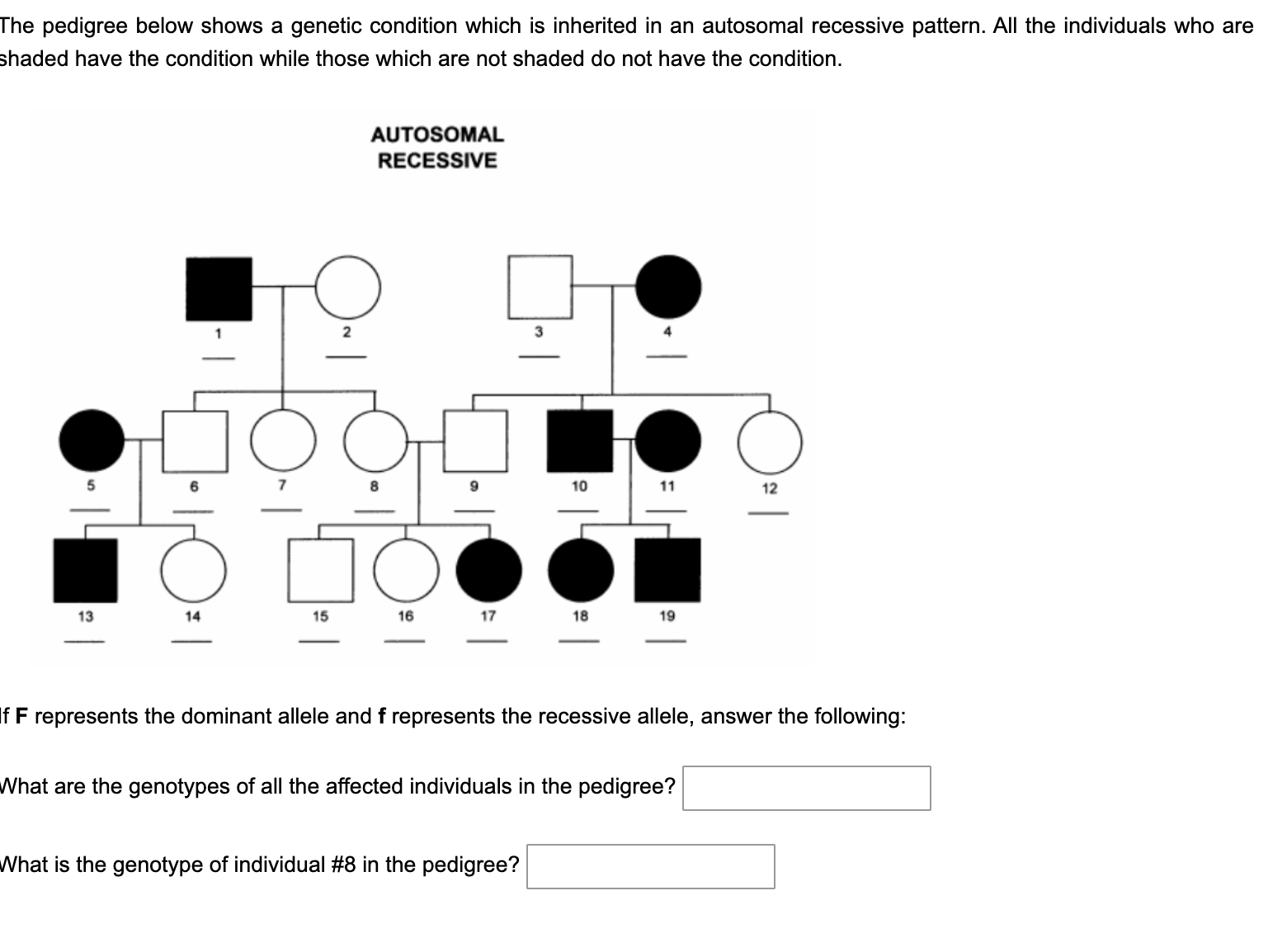 Solved The Pedigree Below Shows A Genetic Condition Which Is | Chegg.com