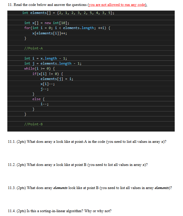Solved 11. Read the code below and answer the questions (you | Chegg.com