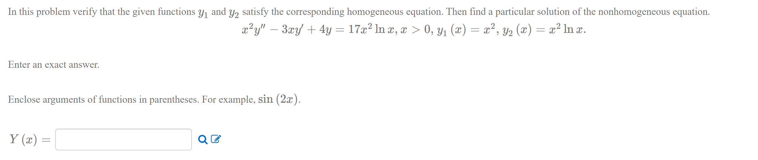 Solved In this problem verify that the given functions y, | Chegg.com