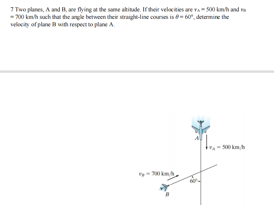 Solved 7 Two Planes, A And B, Are Flying At The Same | Chegg.com