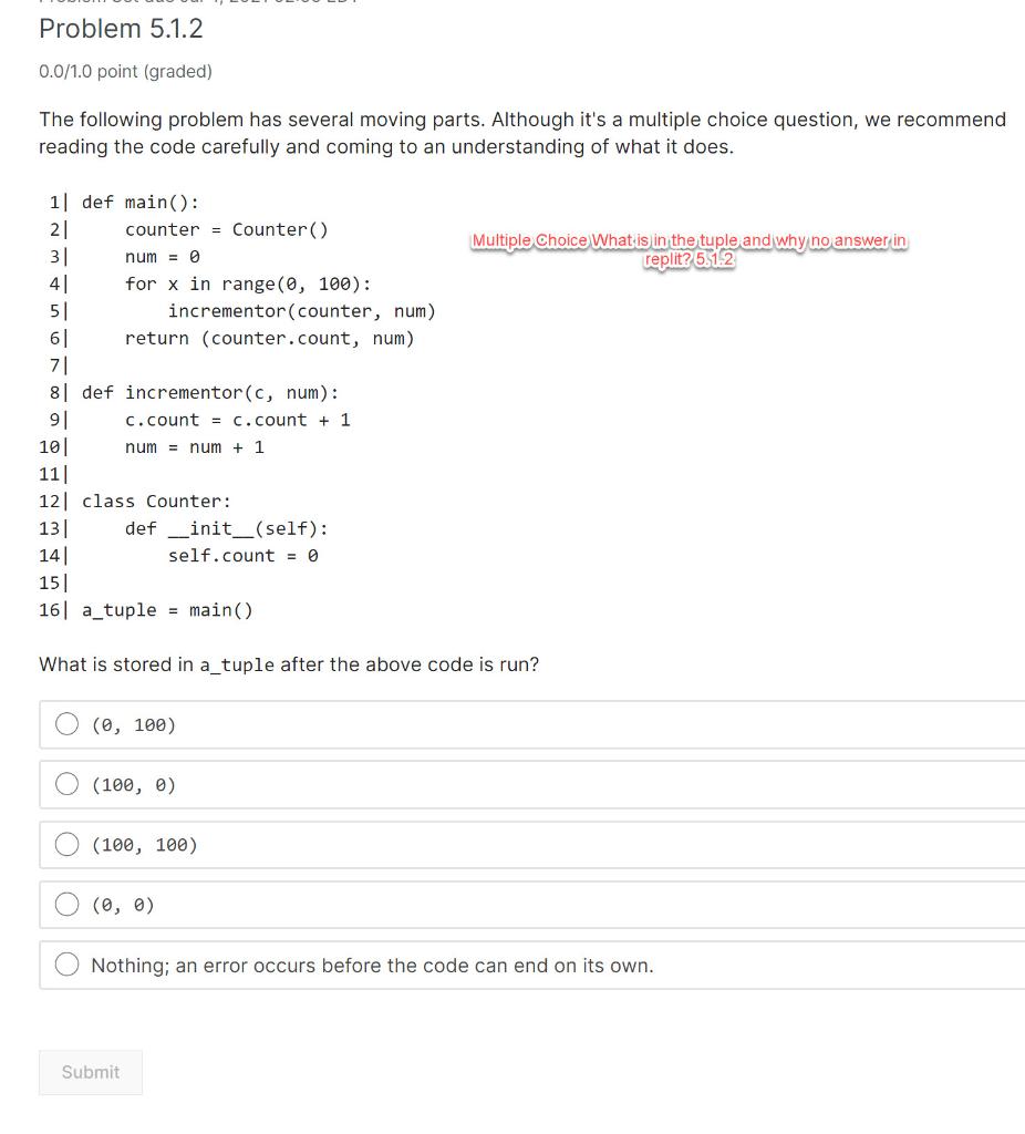 Solved Python 5.1.2 Objects Multiple Choice What Should | Chegg.com