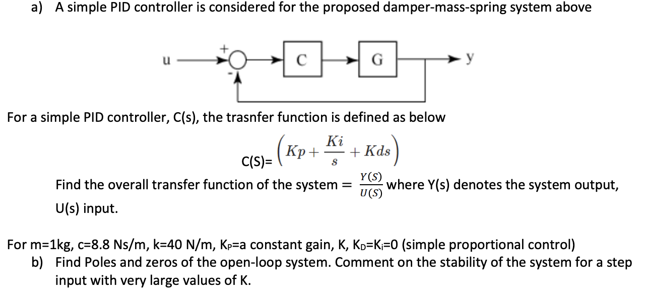 For a simple PID controller, C(s), the trasnfer