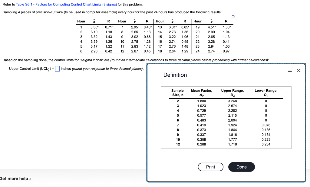 Solved Refer to Table S6.1 - Factors for Computing Control | Chegg.com