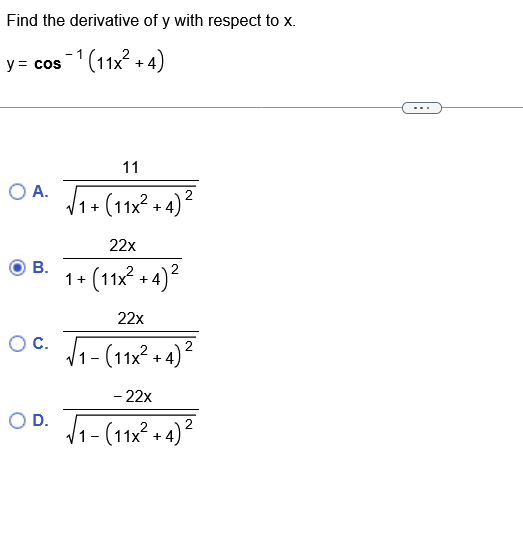 Solved Find the derivative of y with respect to x. | Chegg.com
