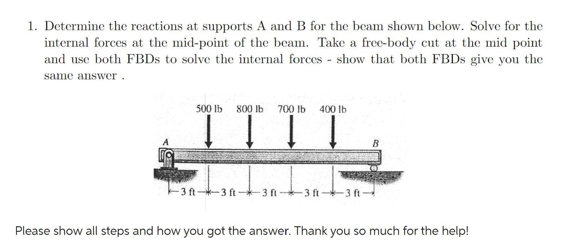 Solved 1. Determine The Reactions At Supports A And B For | Chegg.com