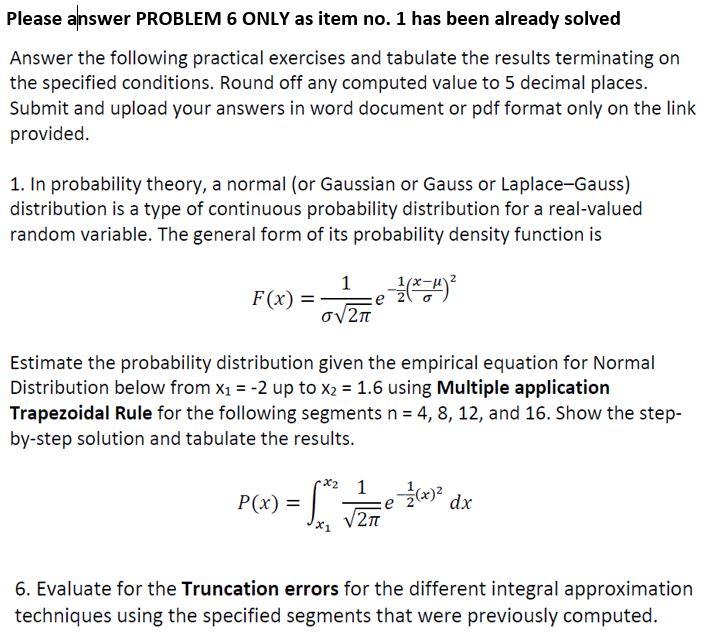Solved Please answer PROBLEM 6 ONLY as item no. 1 has been | Chegg.com