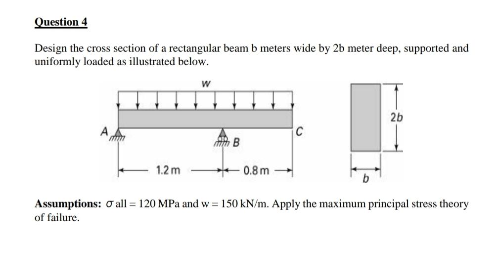 Solved Question 4 Design the cross section of a rectangular | Chegg.com