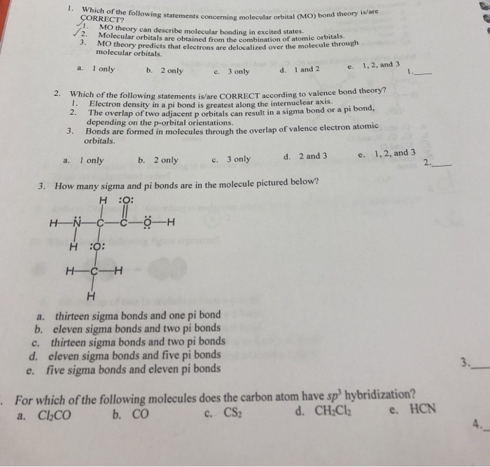 Solved 1. Which of the following statements concerning