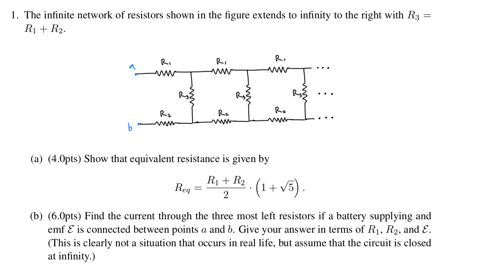 Solved 1. The infinite network of resistors shown in the