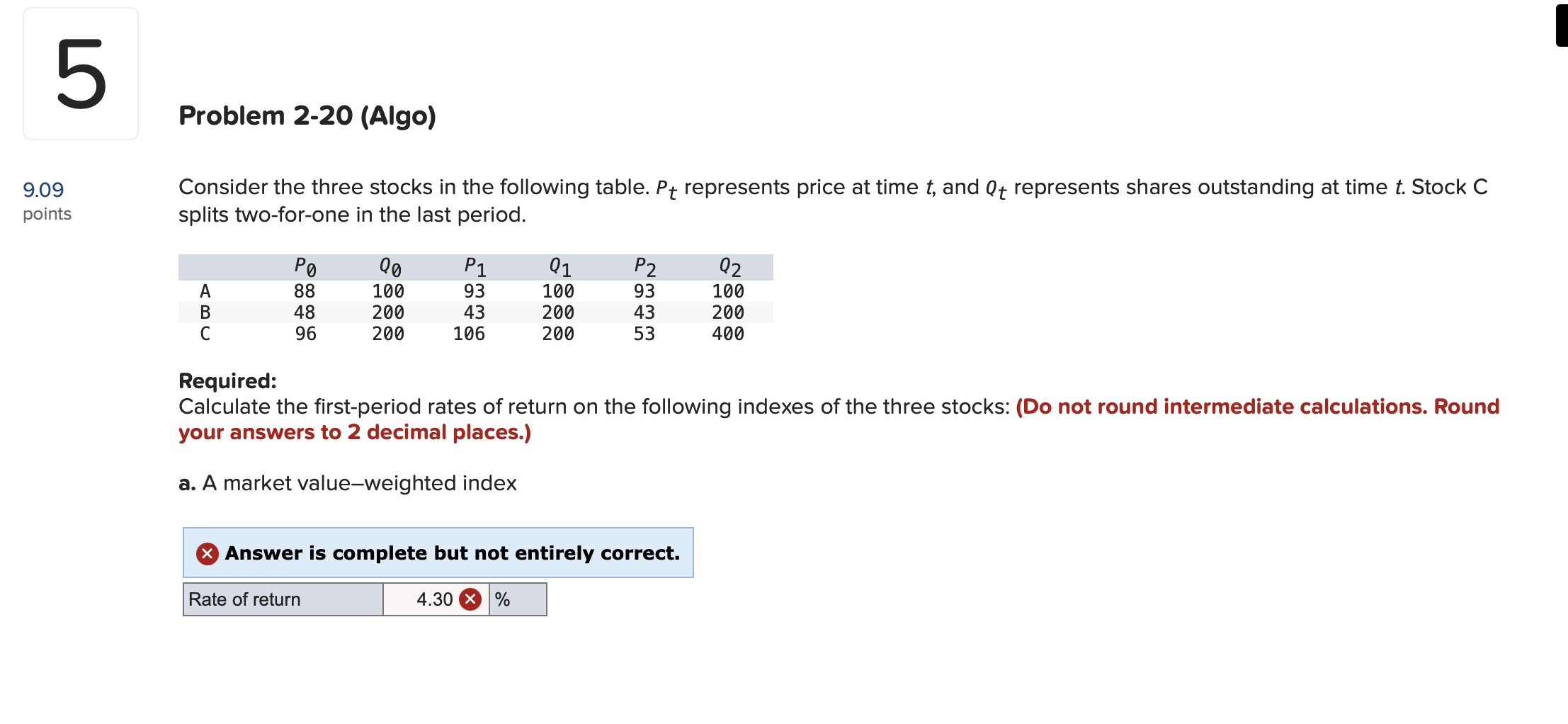 Solved Problem 2-20 (Algo)Consider the three stocks in the | Chegg.com