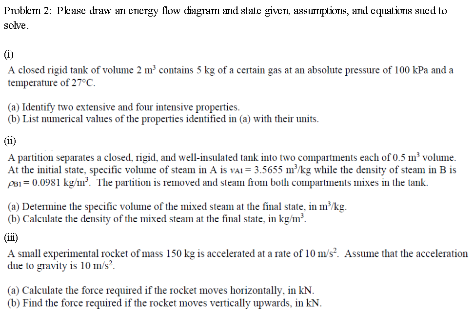 [Solved]: Problem 2: Please Draw An Energy Flow Diagram An