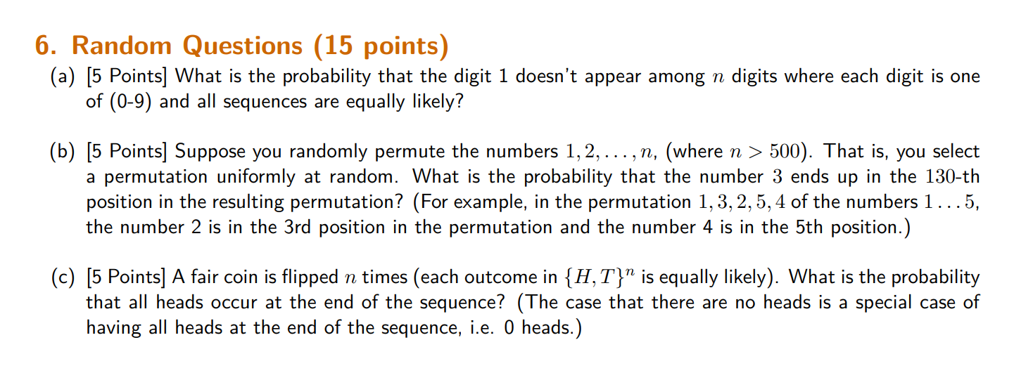 Solved 6. Random Questions (15 points) (a) [5 Points] What | Chegg.com