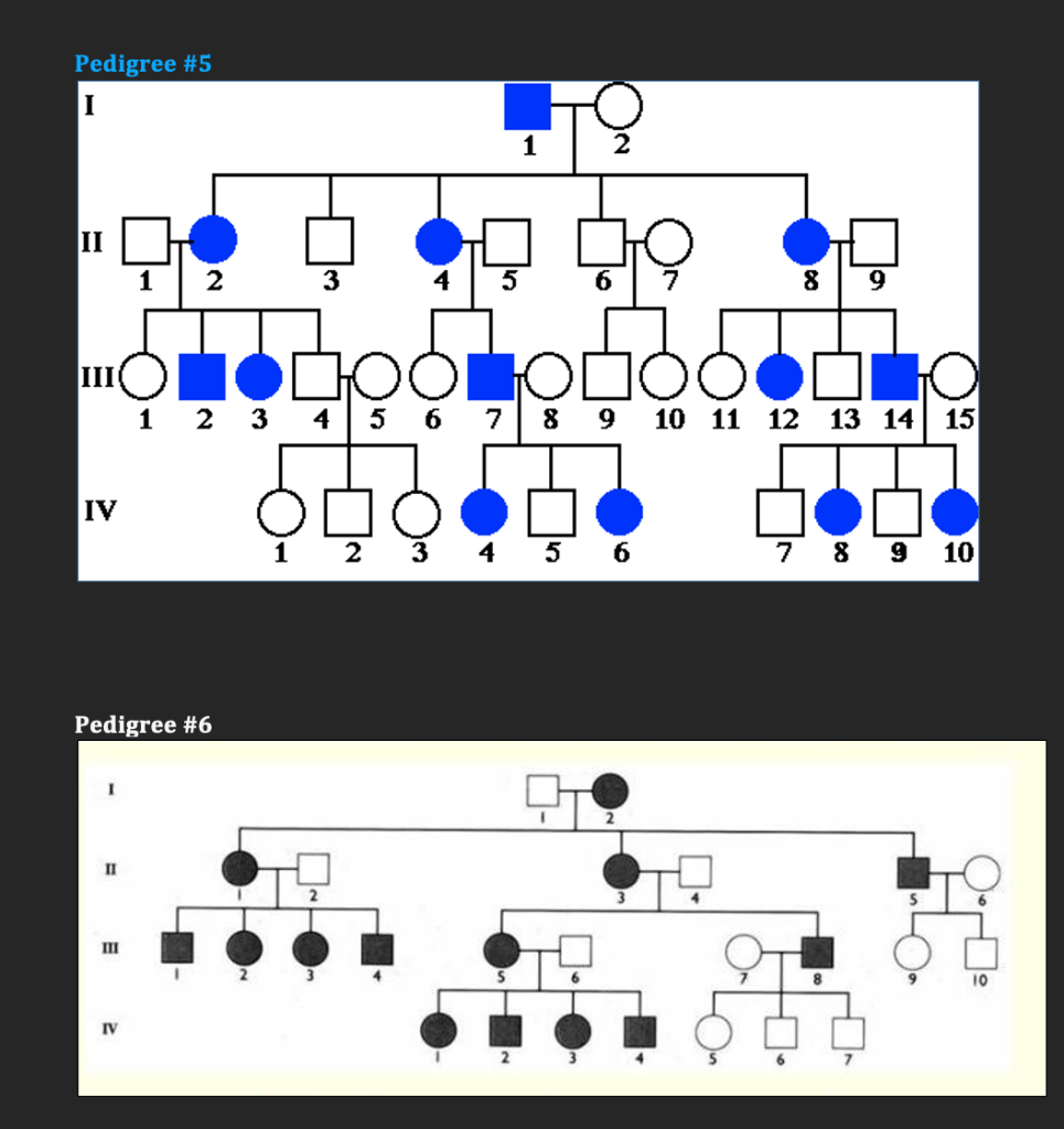 Solved Pedigree #1 I 1 II 194 2 3 5 7 8 III DOT 1 2 3 4 5 6 | Chegg.com