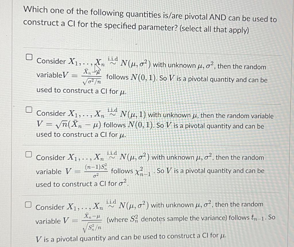 Solved Which one of the following quantities is/are pivotal | Chegg.com