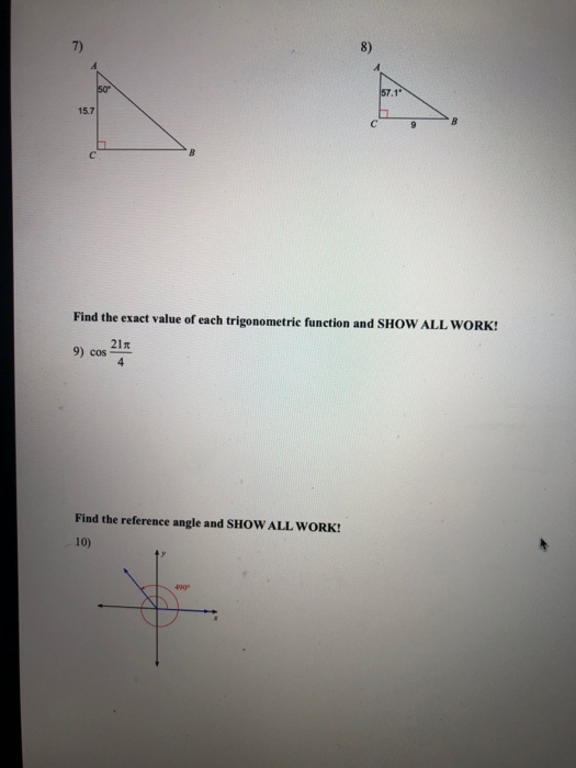 Solved Name ID I Trig Extra Credit Unit 1 - Introduction to | Chegg.com