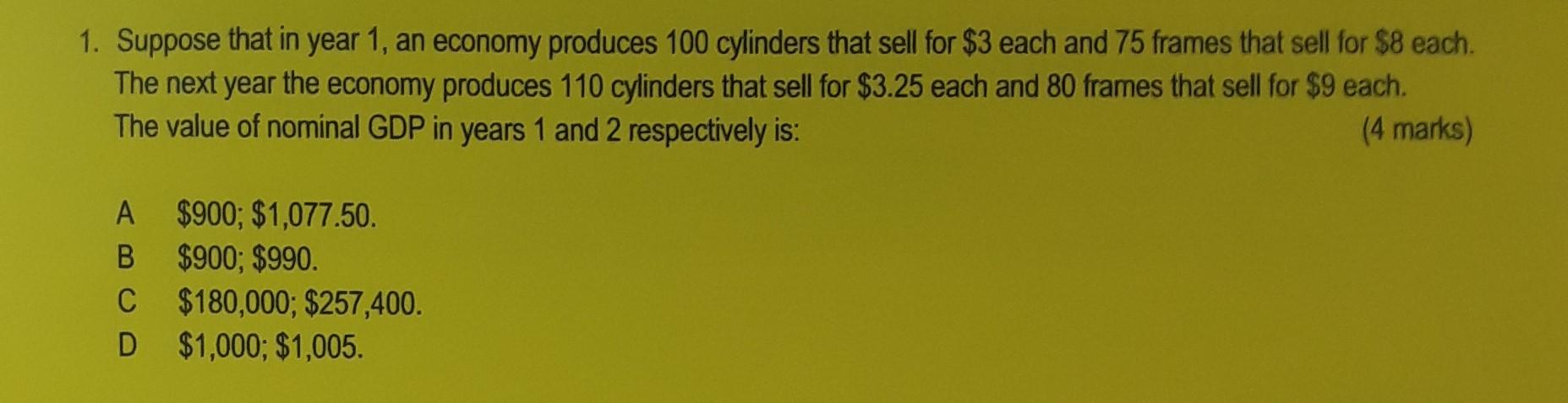 Solved 1. Suppose that in year 1, an economy produces 100 | Chegg.com