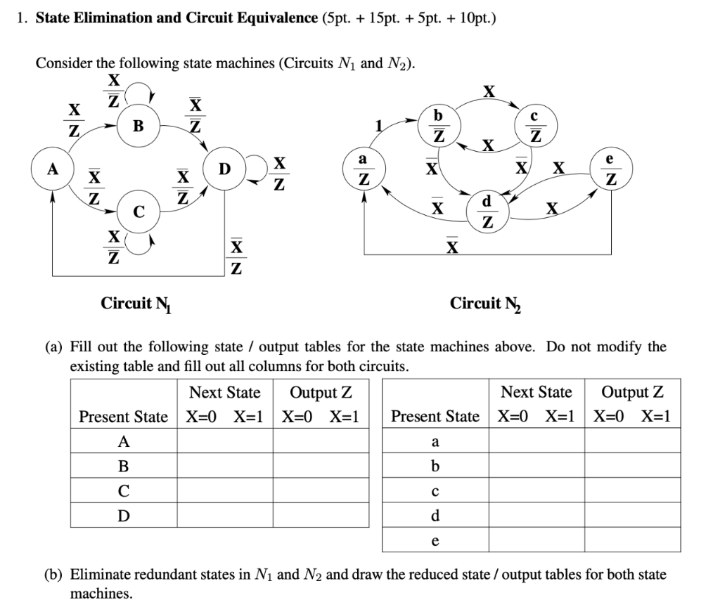 Solved State Elimination and Circuit Equivalence (5pt. | Chegg.com