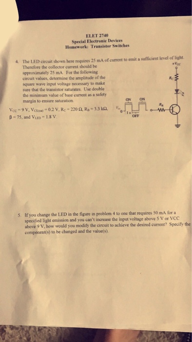 Solved The LED circuit shown here requires 25 mA of current | Chegg.com