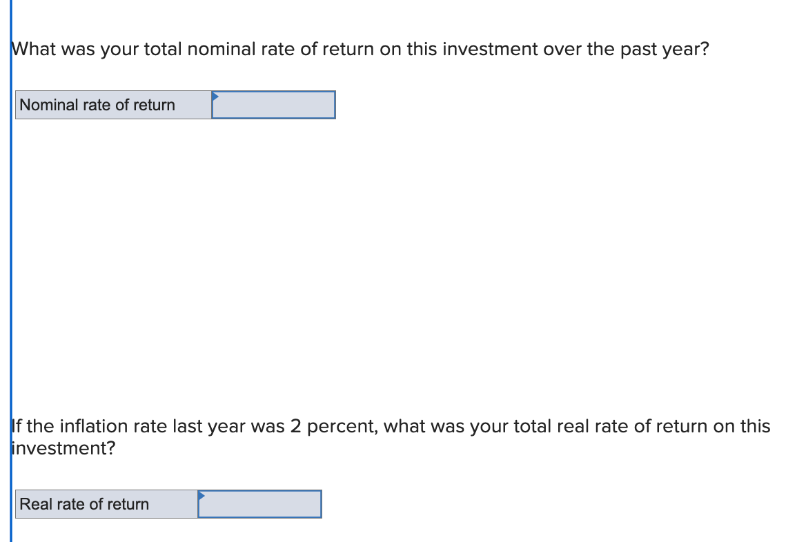 nominal rate of return inflation