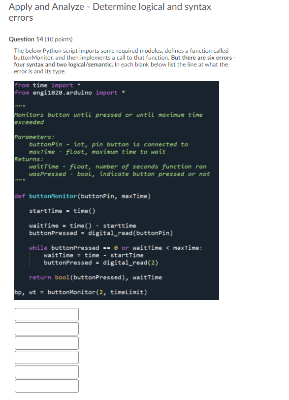 Solved Apply and Analyze - Determine logical and syntax | Chegg.com