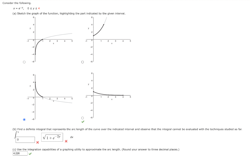 Solved Consider the following. x=e−y,0≤y≤4 (a) Sketch the | Chegg.com