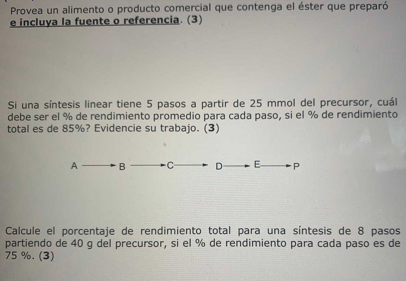 Solved 5. If a linear synthesis has 5 steps from 25 mmol of | Chegg.com