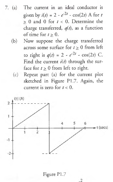 Solved 7. (a) (b) The current in an ideal conductor is given | Chegg.com