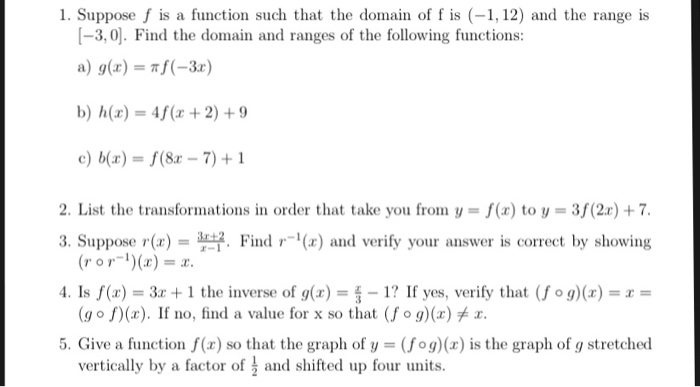 Solved 1 Suppose F Is A Function Such That The Domain Of F Chegg Com