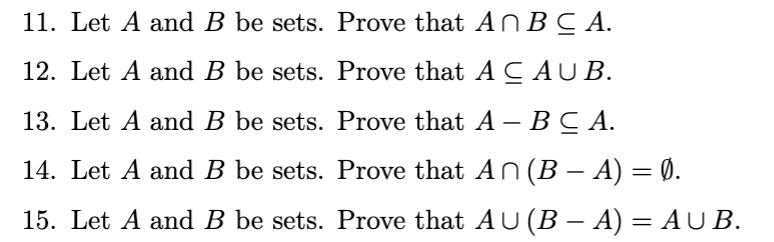 Solved 11. Let A And B Be Sets. Prove That A∩b⊆a. 12. Let A 