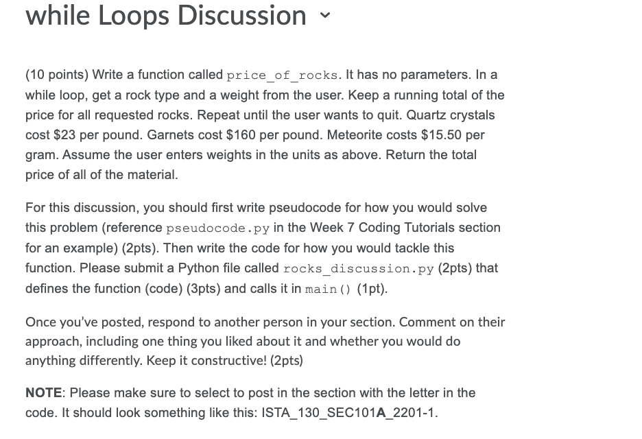 Solved while Loops Discussion - (10 points) Write a function | Chegg.com
