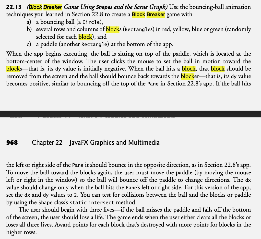 Solved 22.13 (Block Breaker Game Using Shapes and the Scene | Chegg.com