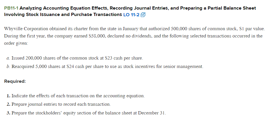 Solved PB11-1 Analyzing Accounting Equation Effects, | Chegg.com