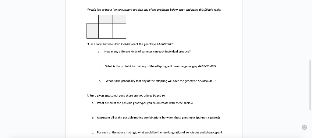 Solved If you'd like to use a Punnett square to solve ony of | Chegg.com