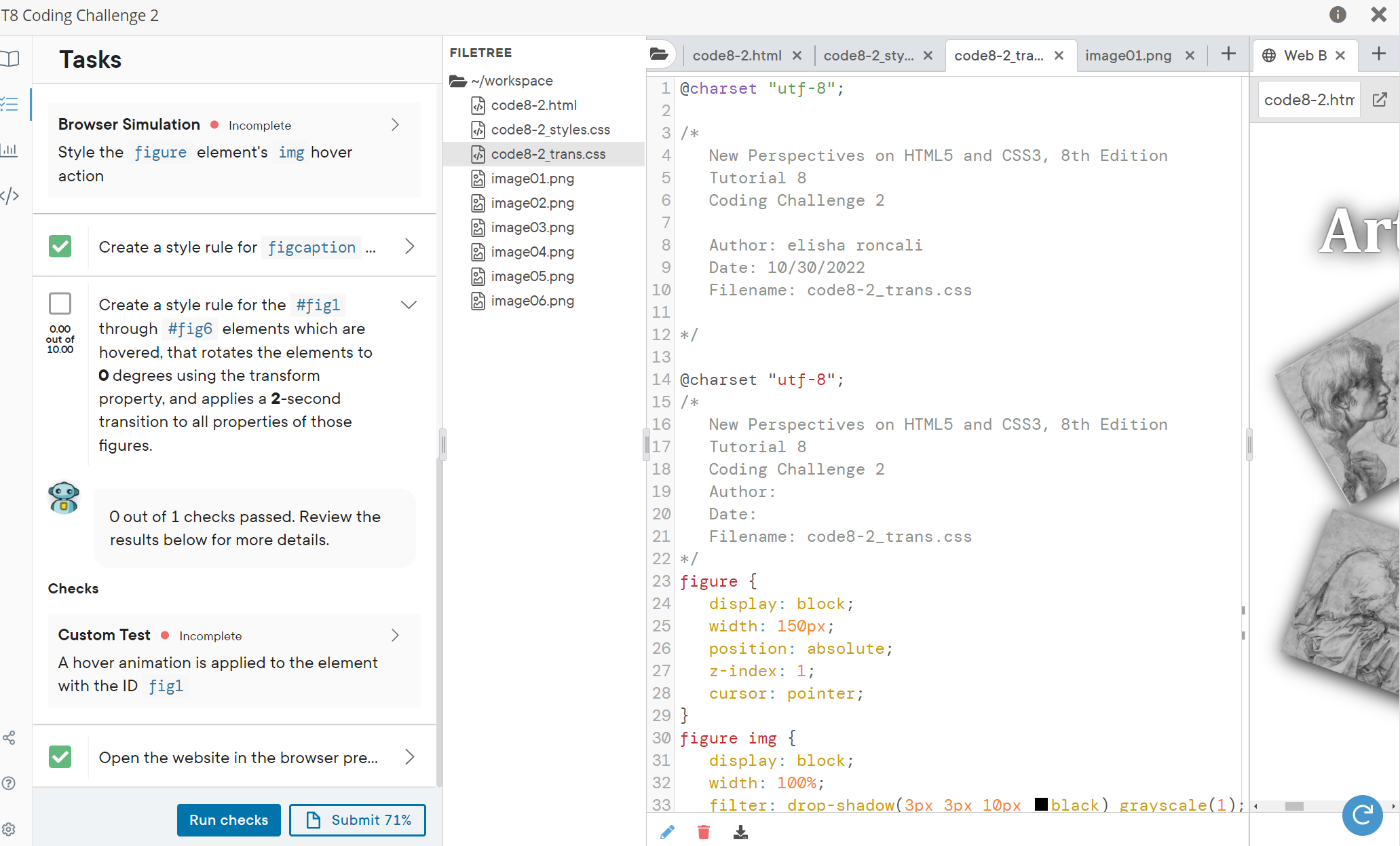 Open the file code8-2.html and code8-2_trans.css and | Chegg.com