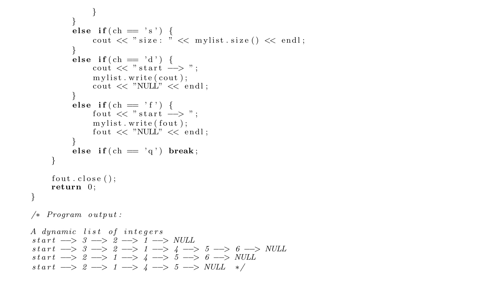 1. The following program implements the | Chegg.com