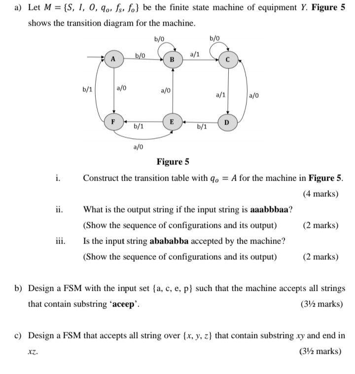 Solved a) Let M = {S, 1, 0, 9o, fs, fo} be the finite state | Chegg.com