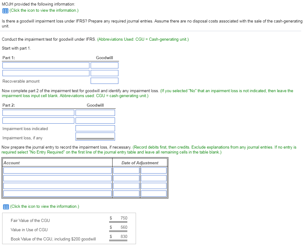 Solved MOJH provided the following information EE (Click the | Chegg.com